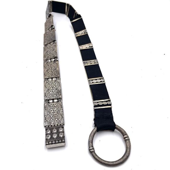 VINTAGE 80\'s elastic conchos style belt size LARGE (see descrip) main image 4
